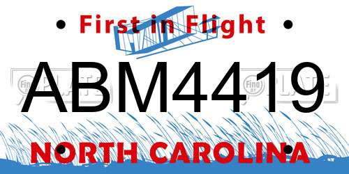 ABM4419 North Carolina License Plate