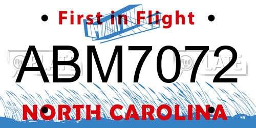 ABM7072 North Carolina License Plate