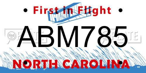 ABM785 North Carolina License Plate