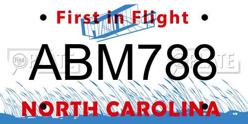ABM788 North Carolina License Plate