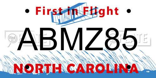 ABMZ85 North Carolina License Plate