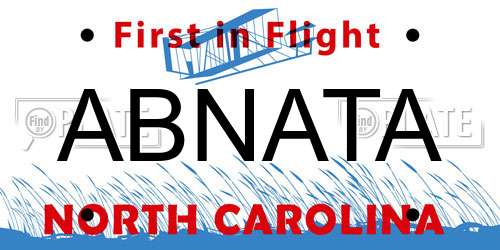 ABNATA North Carolina License Plate