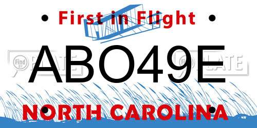 ABO49E North Carolina License Plate