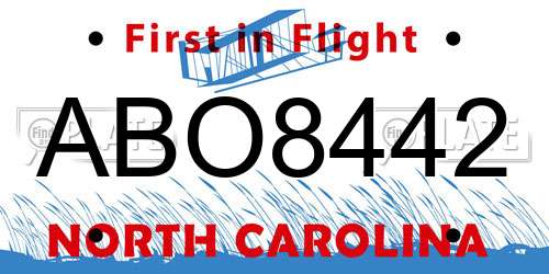 ABO8442 North Carolina License Plate