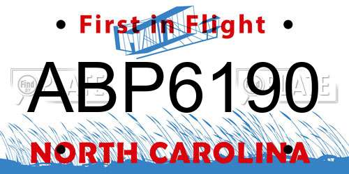ABP6190 North Carolina License Plate