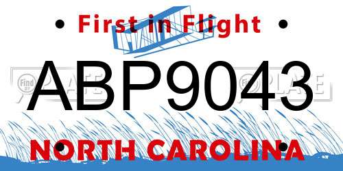 ABP9043 North Carolina License Plate