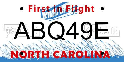 ABQ49E North Carolina License Plate