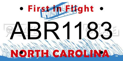 ABR1183 North Carolina License Plate