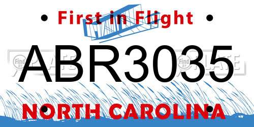ABR3035 North Carolina License Plate