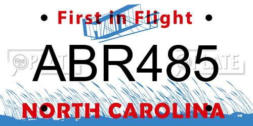 ABR485 North Carolina License Plate