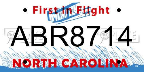 ABR8714 North Carolina License Plate