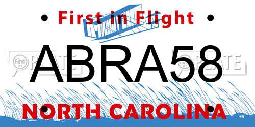 ABRA58 North Carolina License Plate