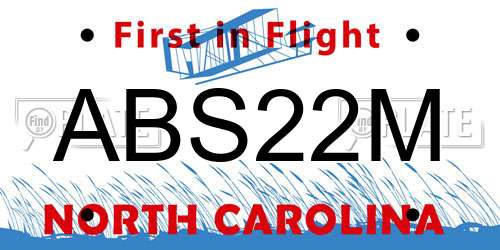 ABS22M North Carolina License Plate