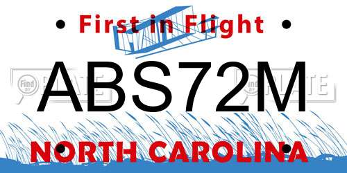 ABS72M North Carolina License Plate