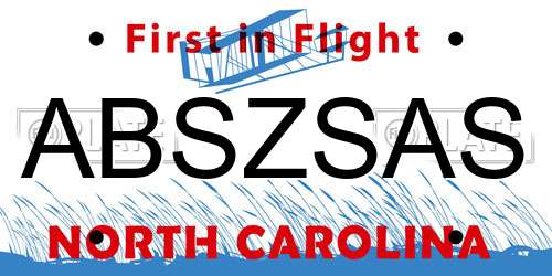 ABSZSAS North Carolina License Plate