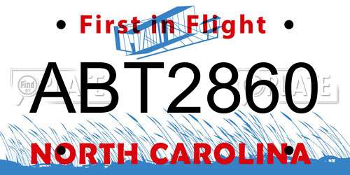 ABT2860 North Carolina License Plate