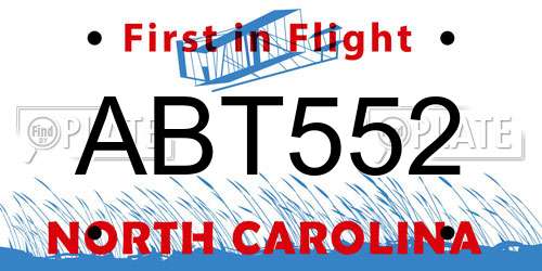ABT552 North Carolina License Plate