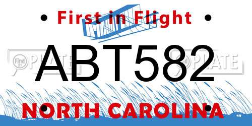 ABT582 North Carolina License Plate