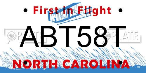 ABT58T North Carolina License Plate