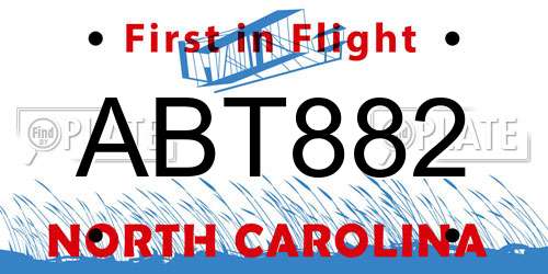 ABT882 North Carolina License Plate