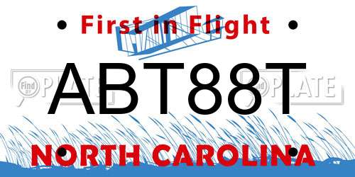 ABT88T North Carolina License Plate