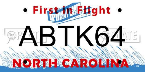 ABTK64 North Carolina License Plate