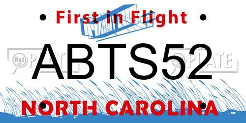 ABTS52 North Carolina License Plate