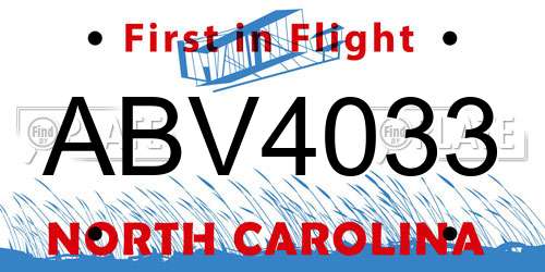 ABV4033 North Carolina License Plate