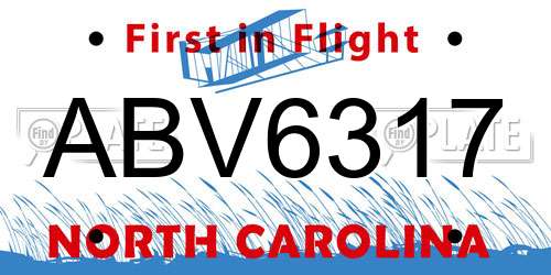 ABV6317 North Carolina License Plate
