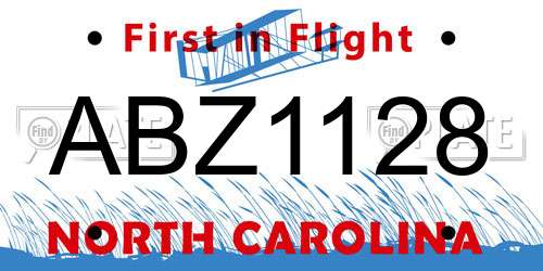 ABZ1128 North Carolina License Plate