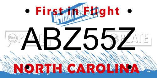 ABZ55Z North Carolina License Plate