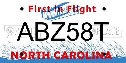 ABZ58T North Carolina License Plate