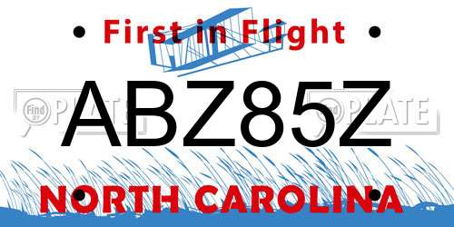 ABZ85Z North Carolina License Plate