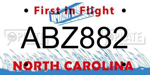 ABZ882 North Carolina License Plate
