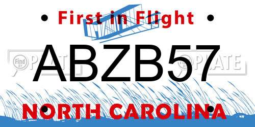 ABZB57 North Carolina License Plate