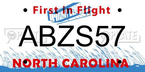 ABZS57 North Carolina License Plate