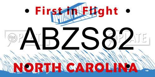 ABZS82 North Carolina License Plate
