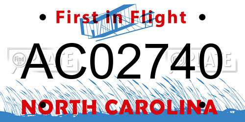 AC02740 North Carolina License Plate