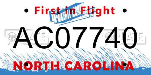 AC07740 North Carolina License Plate