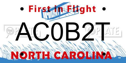 AC0B2T North Carolina License Plate