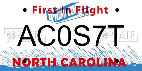 AC0S7T North Carolina License Plate