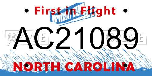 AC21089 North Carolina License Plate