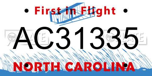 AC31335 North Carolina License Plate