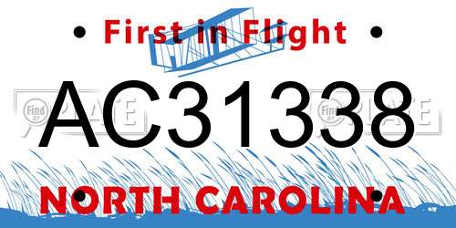 AC31338 North Carolina License Plate