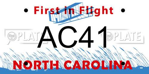 AC41 North Carolina License Plate