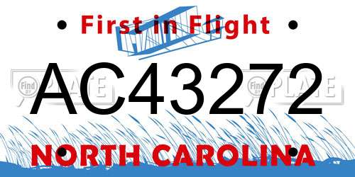 AC43272 North Carolina License Plate