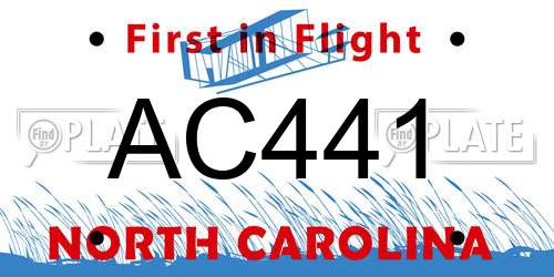AC441 North Carolina License Plate