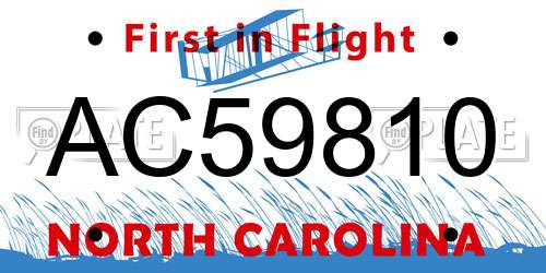 AC59810 North Carolina License Plate
