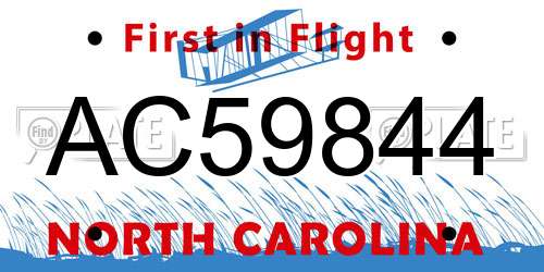 AC59844 North Carolina License Plate
