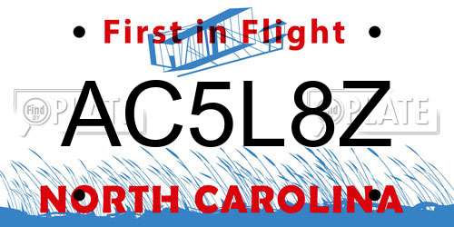 AC5L8Z North Carolina License Plate
